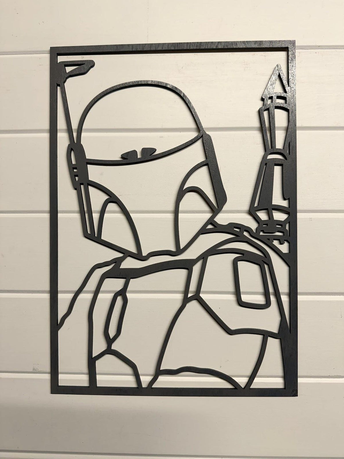Boba Fett Layered Wood Wall Art | 3D Laser Cut Star Wars Decor | Mandalorian Bounty Hunter Sign | Handmade Sci-Fi Wall Hanging - Large