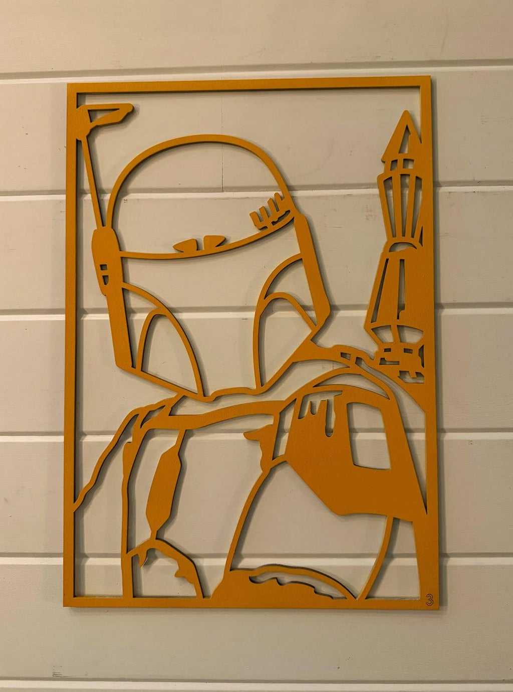 Boba Fett Layered Wood Wall Art | 3D Laser Cut Star Wars Decor | Mandalorian Bounty Hunter Sign | Handmade Sci-Fi Wall Hanging - Large