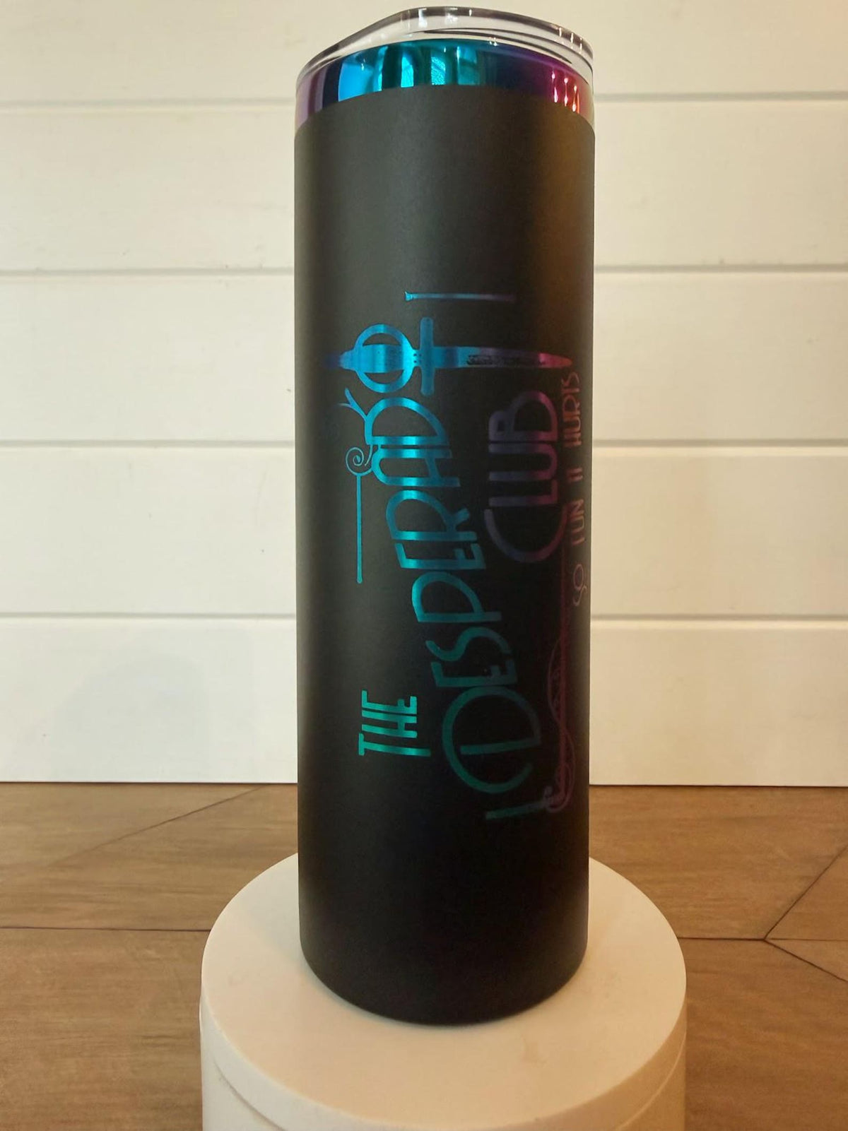 Desperado Club Tumbler | Dungeon Crawler Carl Dagger Design | 20oz or 30oz Rainbow Engraved Cup | Black or White