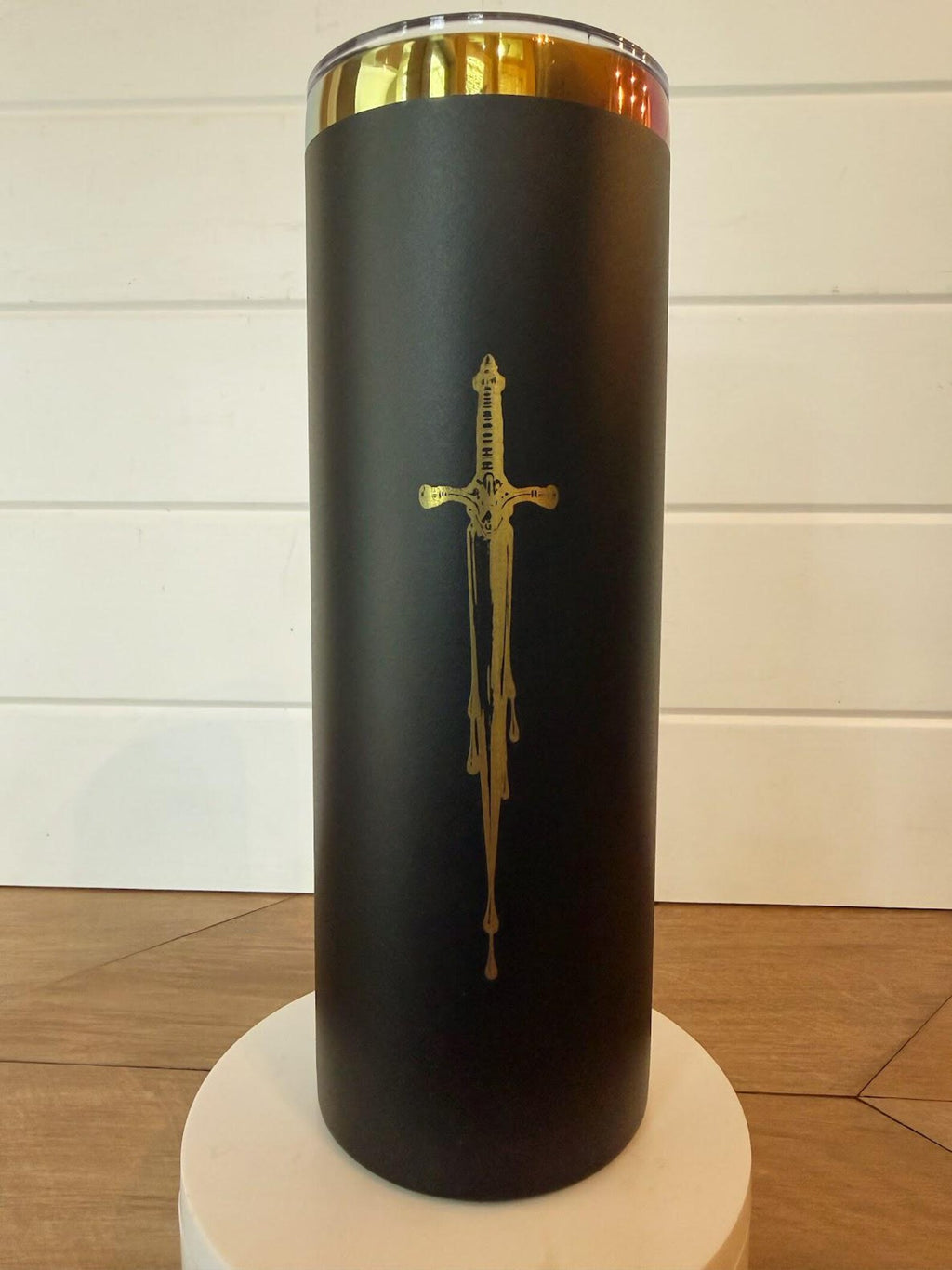 Desperado Club Tumbler | Dungeon Crawler Carl Dagger Design | 20oz or 30oz Rainbow Engraved Cup | Black or White