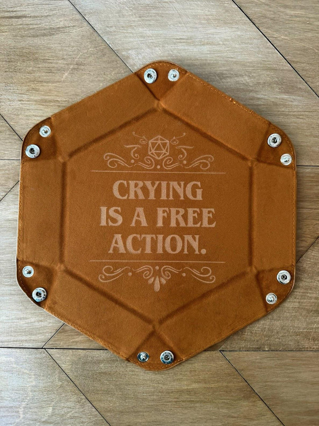 Collapsible Faux Leather Dice Tray | Laser Engraved RPG Rolling Tray (DND Gift)
