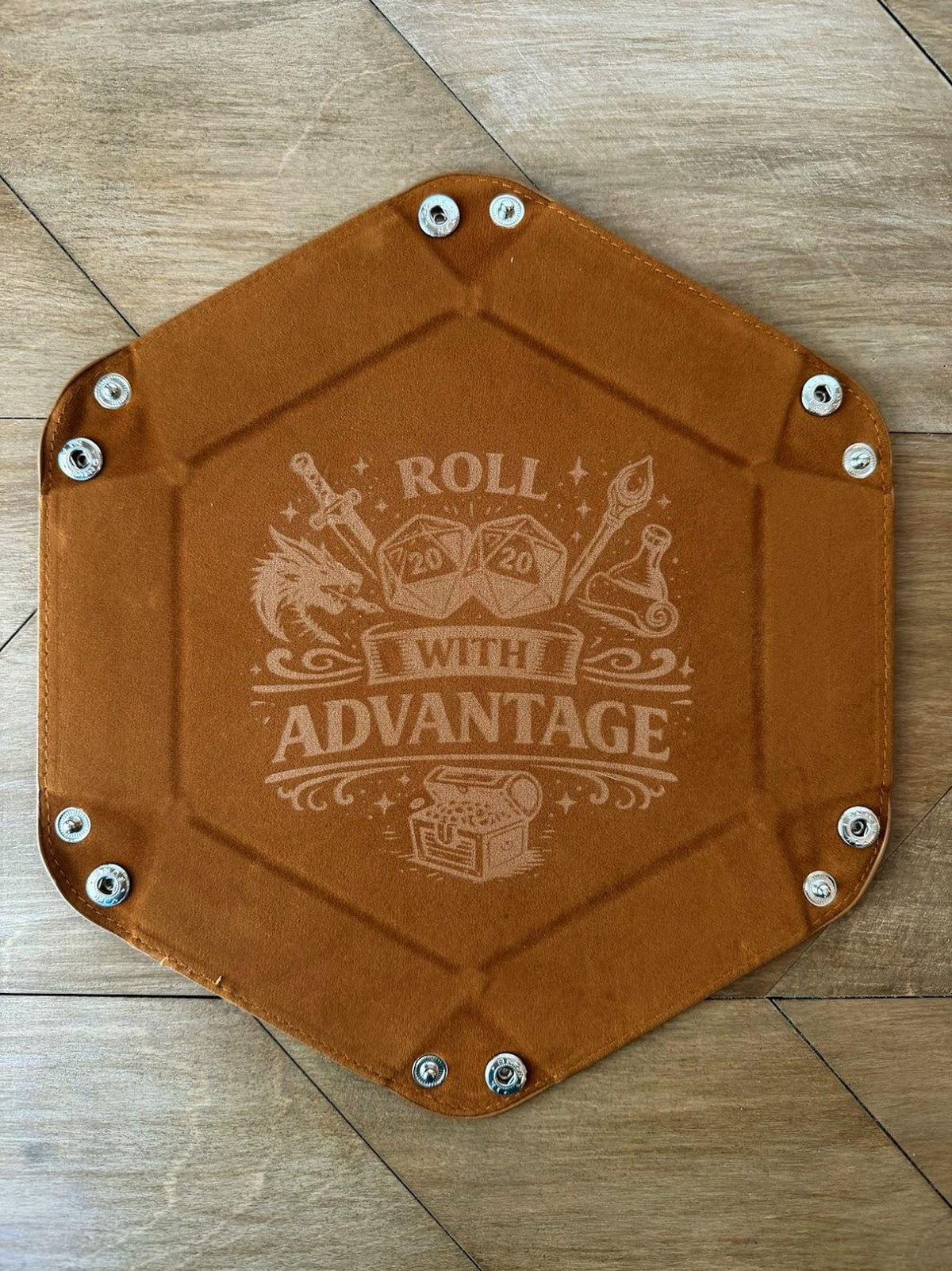 Collapsible Faux Leather Dice Tray | Laser Engraved RPG Rolling Tray (DND Gift)