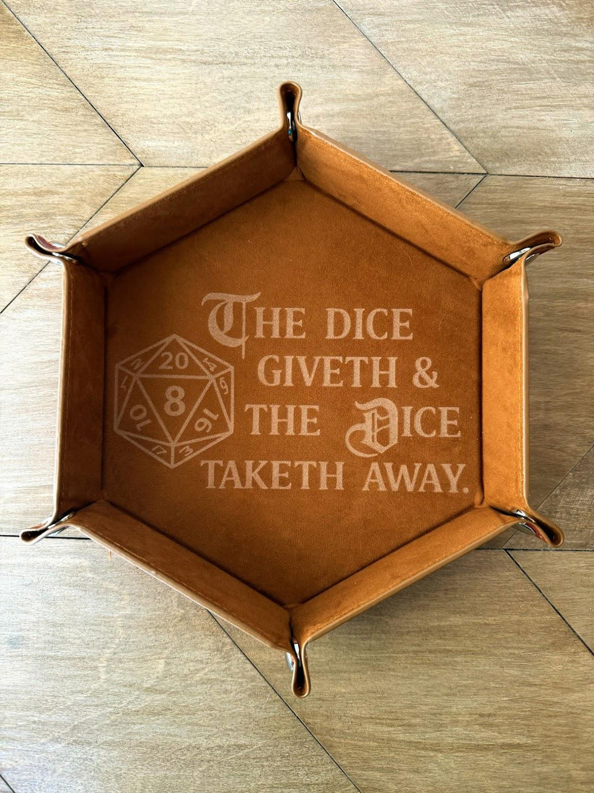 Collapsible Faux Leather Dice Tray | Laser Engraved RPG Rolling Tray (DND Gift)