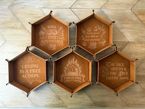 Collapsible Faux Leather Dice Tray | Laser Engraved RPG Rolling Tray (DND Gift)
