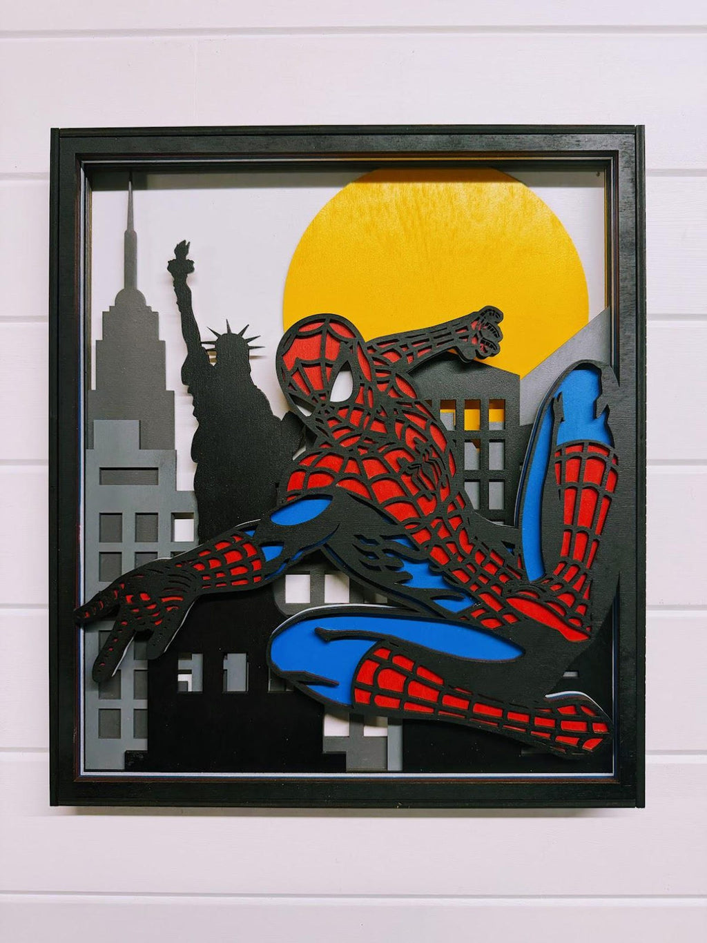 Spider-Man Layered Wood Wall Art | 3D Laser Cut Superhero Decor | Comic Style Spidey Sign | Handmade Marvel Inspired Wall Hanging