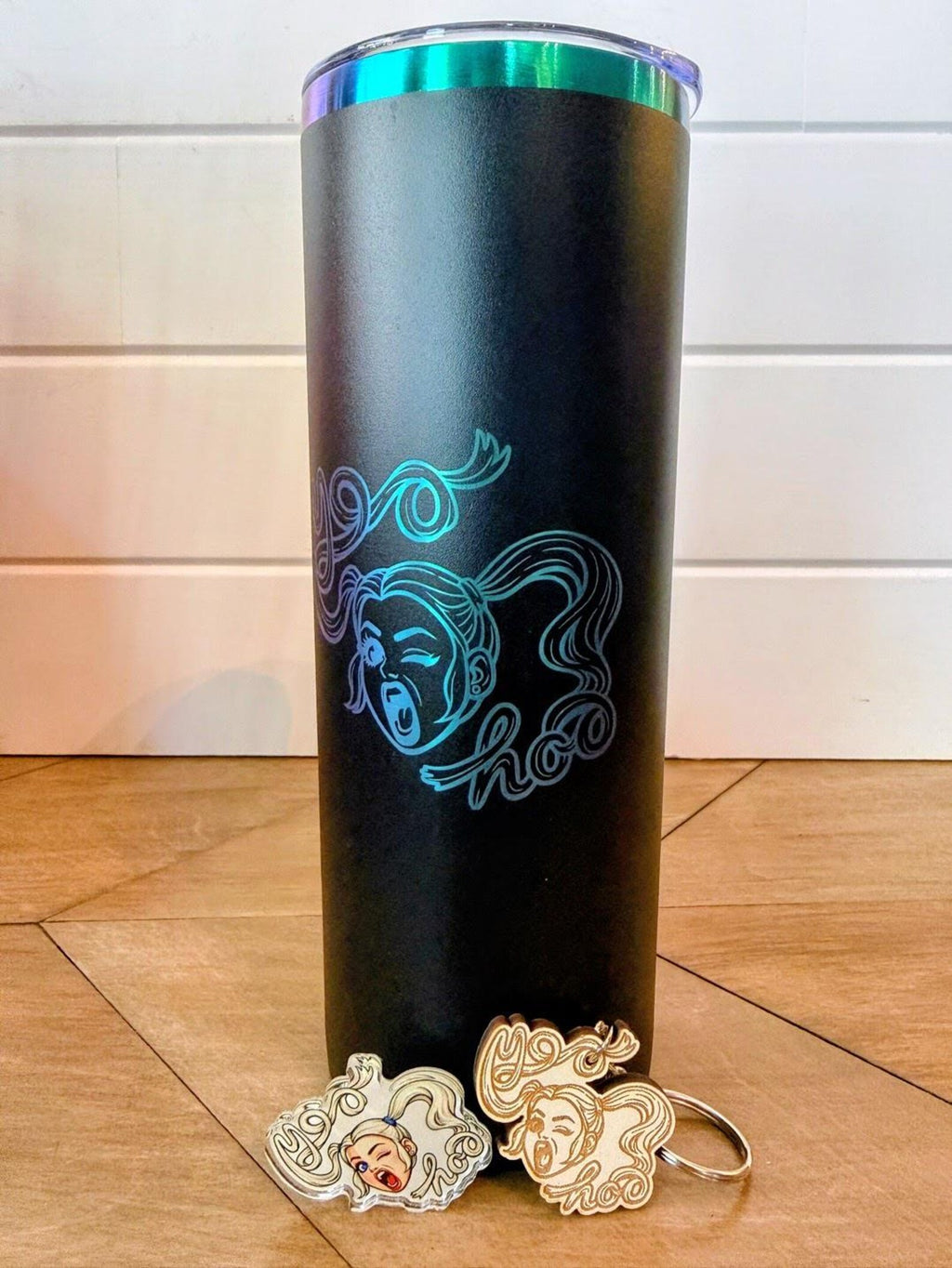 Samantha - IWKYM - Gift Set – Dungeon Crawler Carl Inspired | Samantha Tumbler, Acrylic Pin & Keychain | Nerd Gift Set