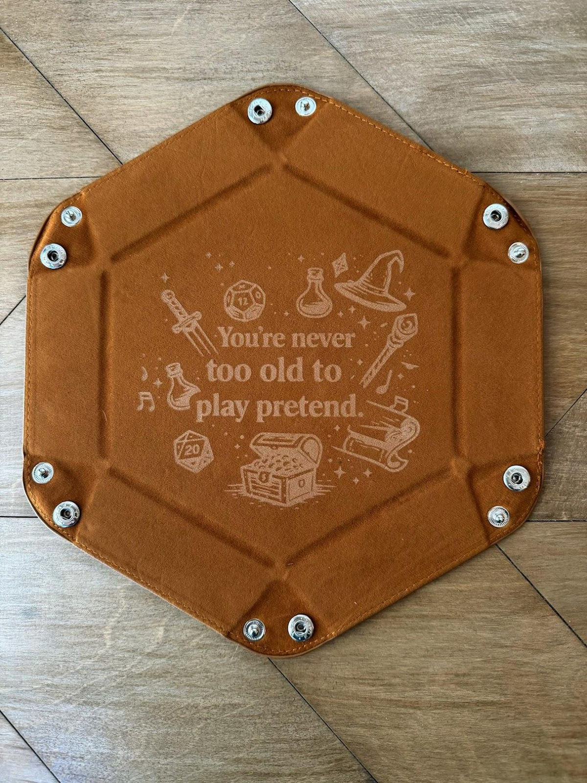 Collapsible Faux Leather Dice Tray | Laser Engraved RPG Rolling Tray (DND Gift)