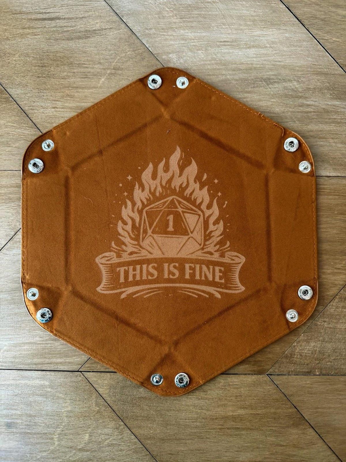 Collapsible Faux Leather Dice Tray | Laser Engraved RPG Rolling Tray (DND Gift)