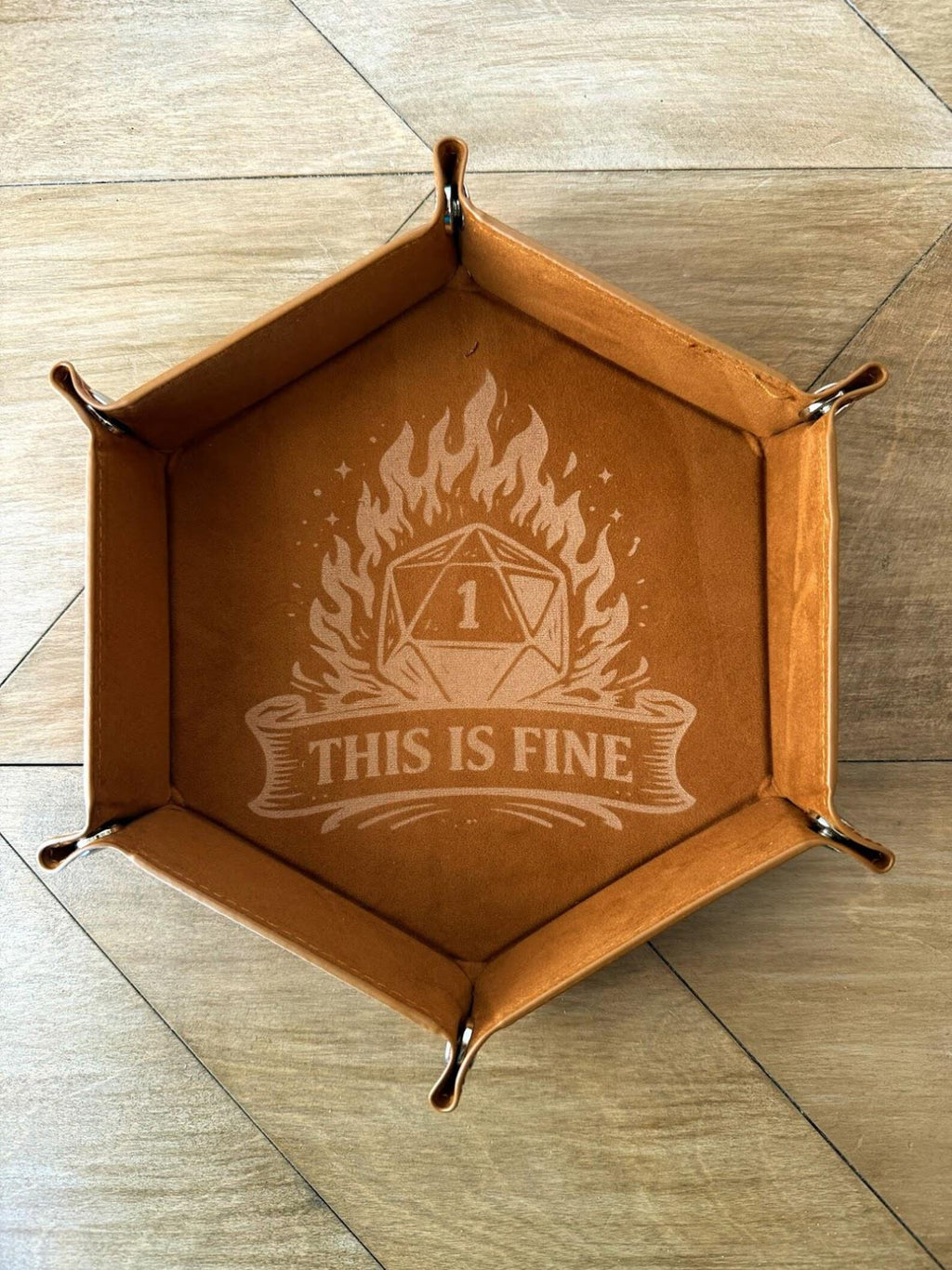 Collapsible Faux Leather Dice Tray | Laser Engraved RPG Rolling Tray (DND Gift)
