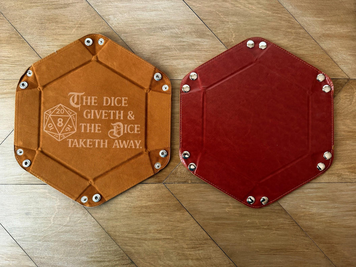 Collapsible Faux Leather Dice Tray | Laser Engraved RPG Rolling Tray (DND Gift)