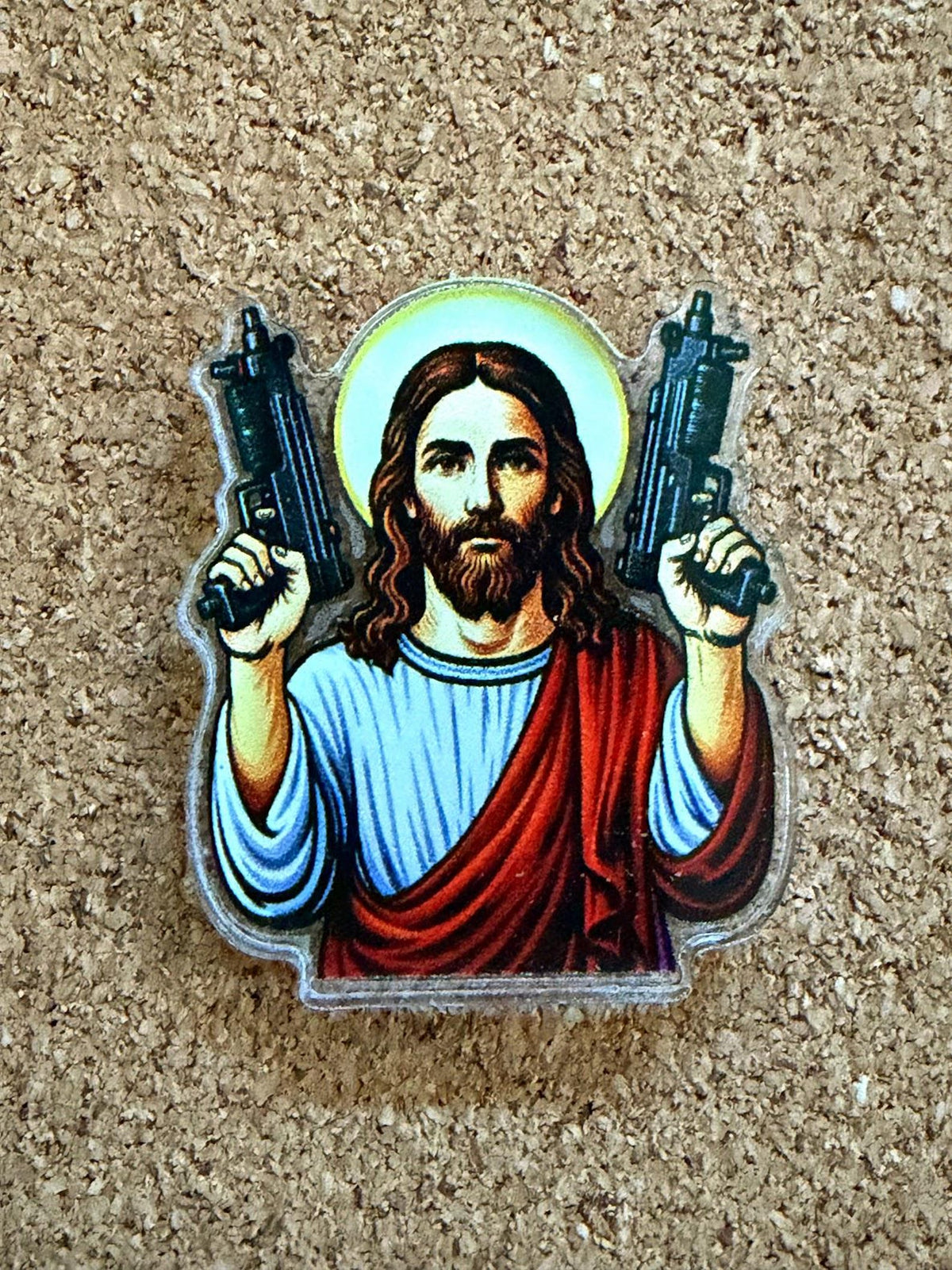 HeyZoos Gift Set – Uzi Jesus Tumbler, Pin, Keychain – Dungeon Crawler Carl Inspired