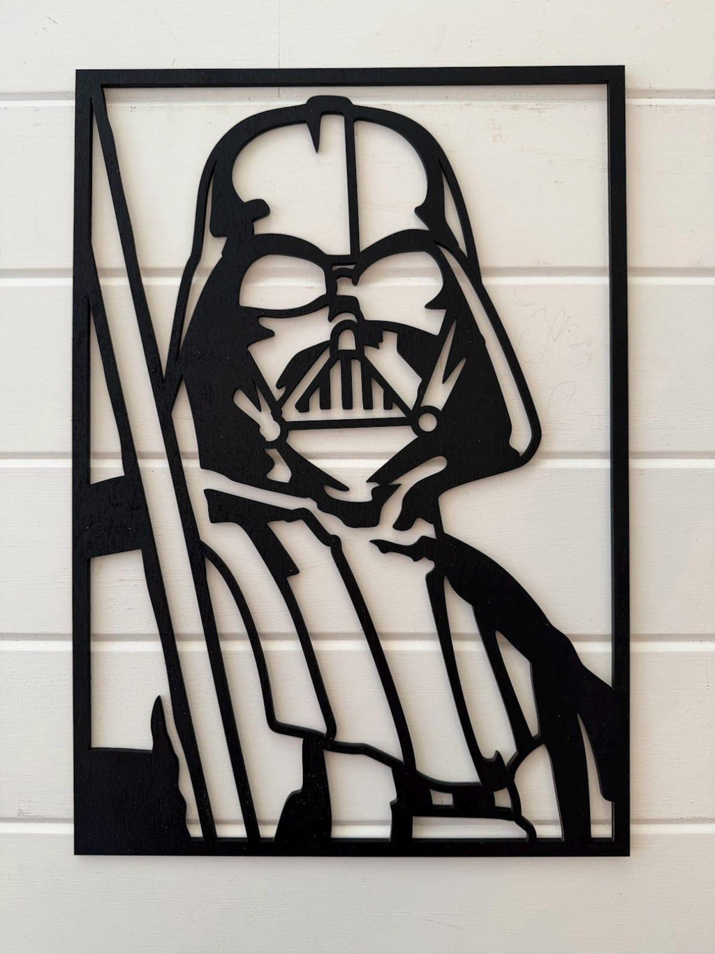 Darth Vader Layered Wood Wall Art | Star Wars Inspired Decor | 3D Laser Cut Framed Sign | Sith Wall Art | Nerd Room Decor