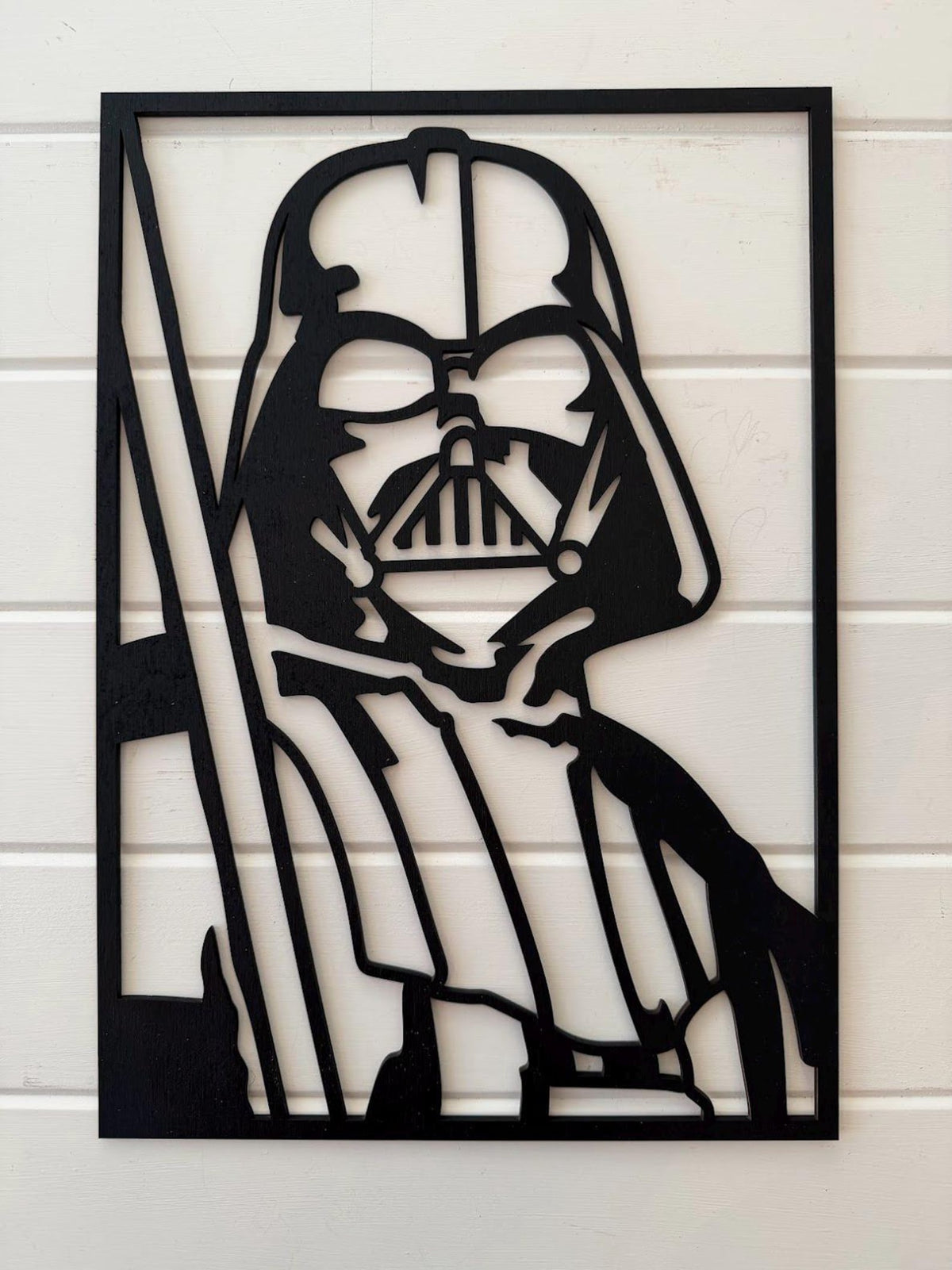 Darth Vader Layered Wood Wall Art | Star Wars Inspired Decor | 3D Laser Cut Framed Sign | Sith Wall Art | Nerd Room Decor