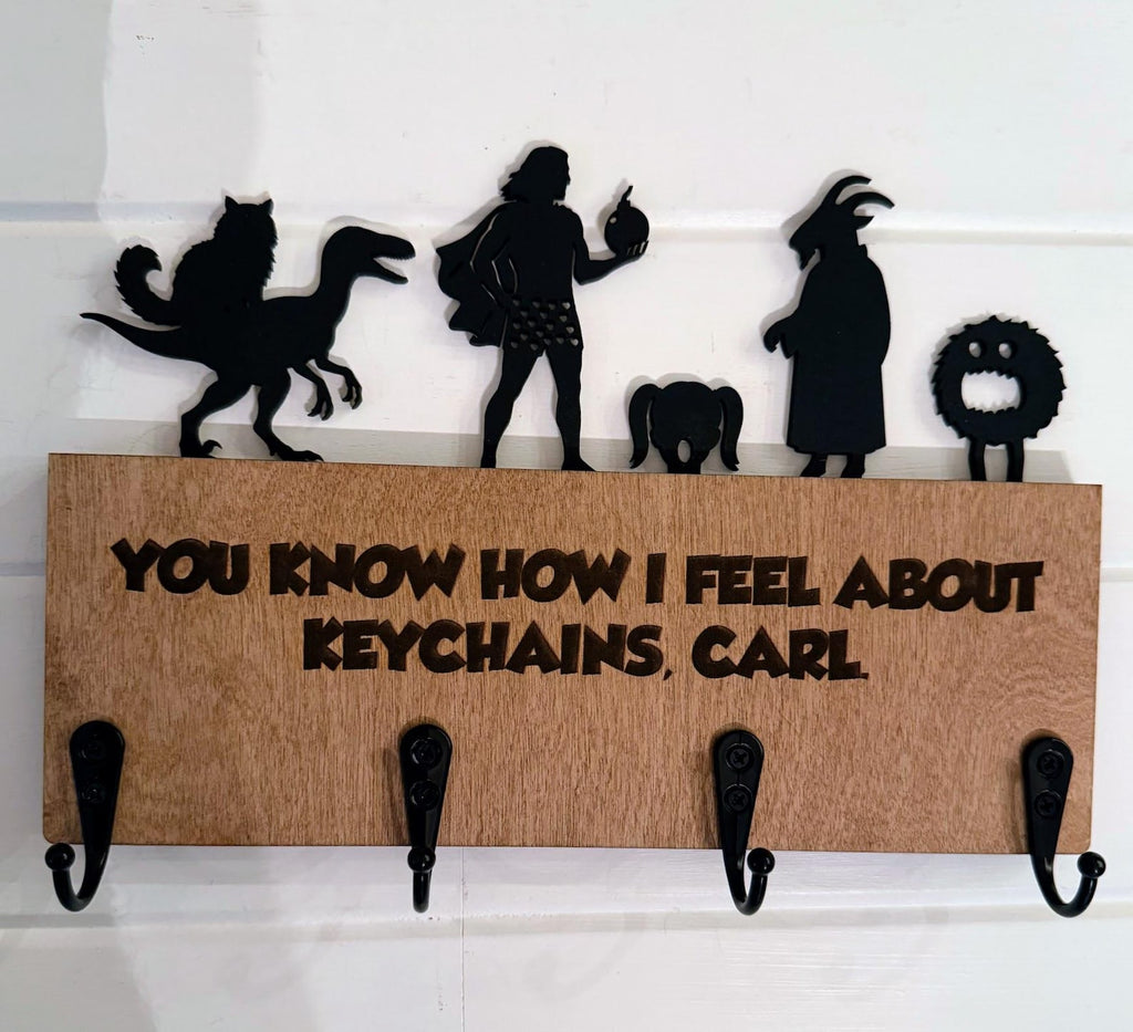 Dungeon Crawler Carl Key Holder for Wall | Wooden DCC Key Rack | Nerdy Home Decor | LitRPG Book Lover & Housewarming Gift