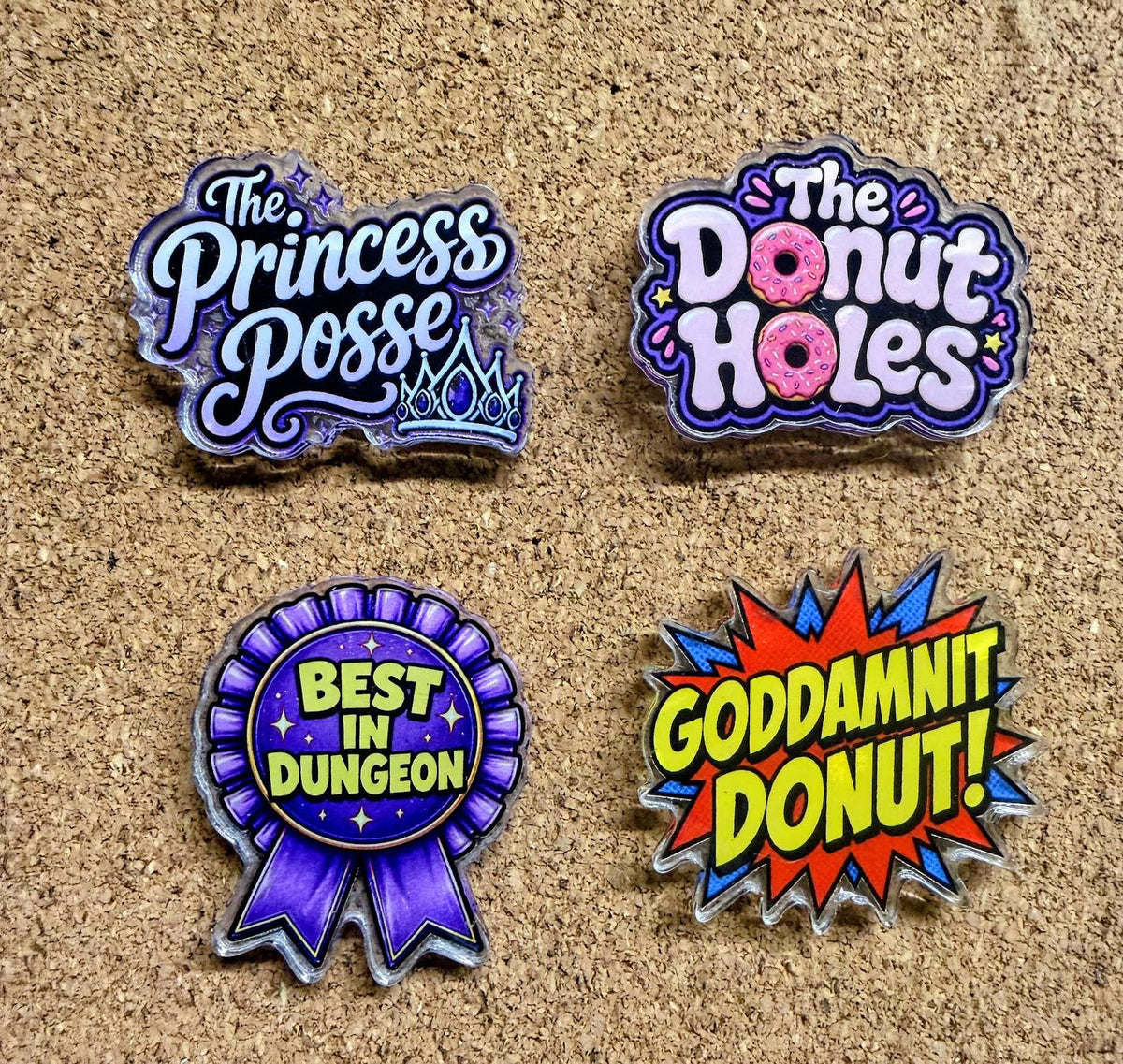 Dungeon Crawler Carl Acrylic Pins | Princess Donut, Mongo, Prepotente Designs (48 Designs)