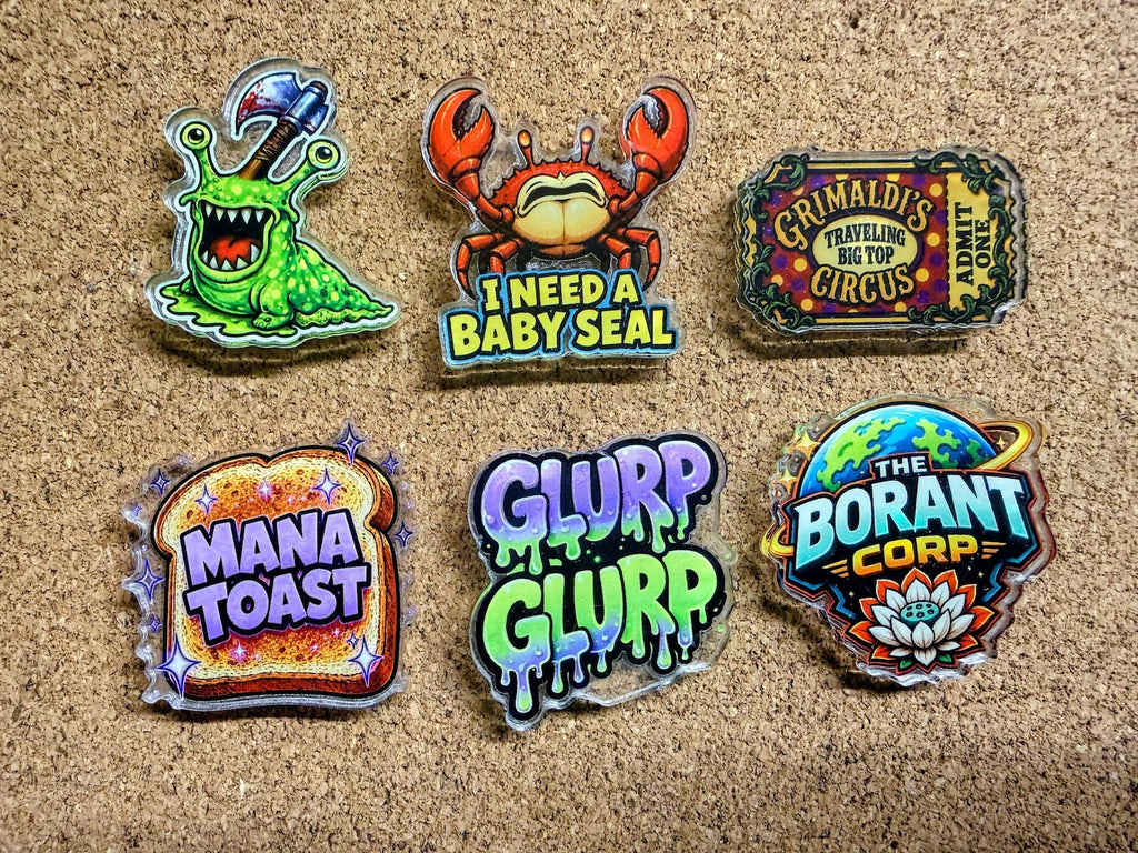 Dungeon Crawler Carl Acrylic Pins | Princess Donut, Mongo, Prepotente Designs (48 Designs)