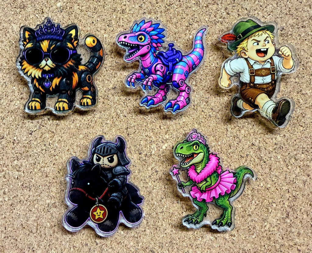 Dungeon Crawler Carl Acrylic Pins | Princess Donut, Mongo, Prepotente Designs (48 Designs)