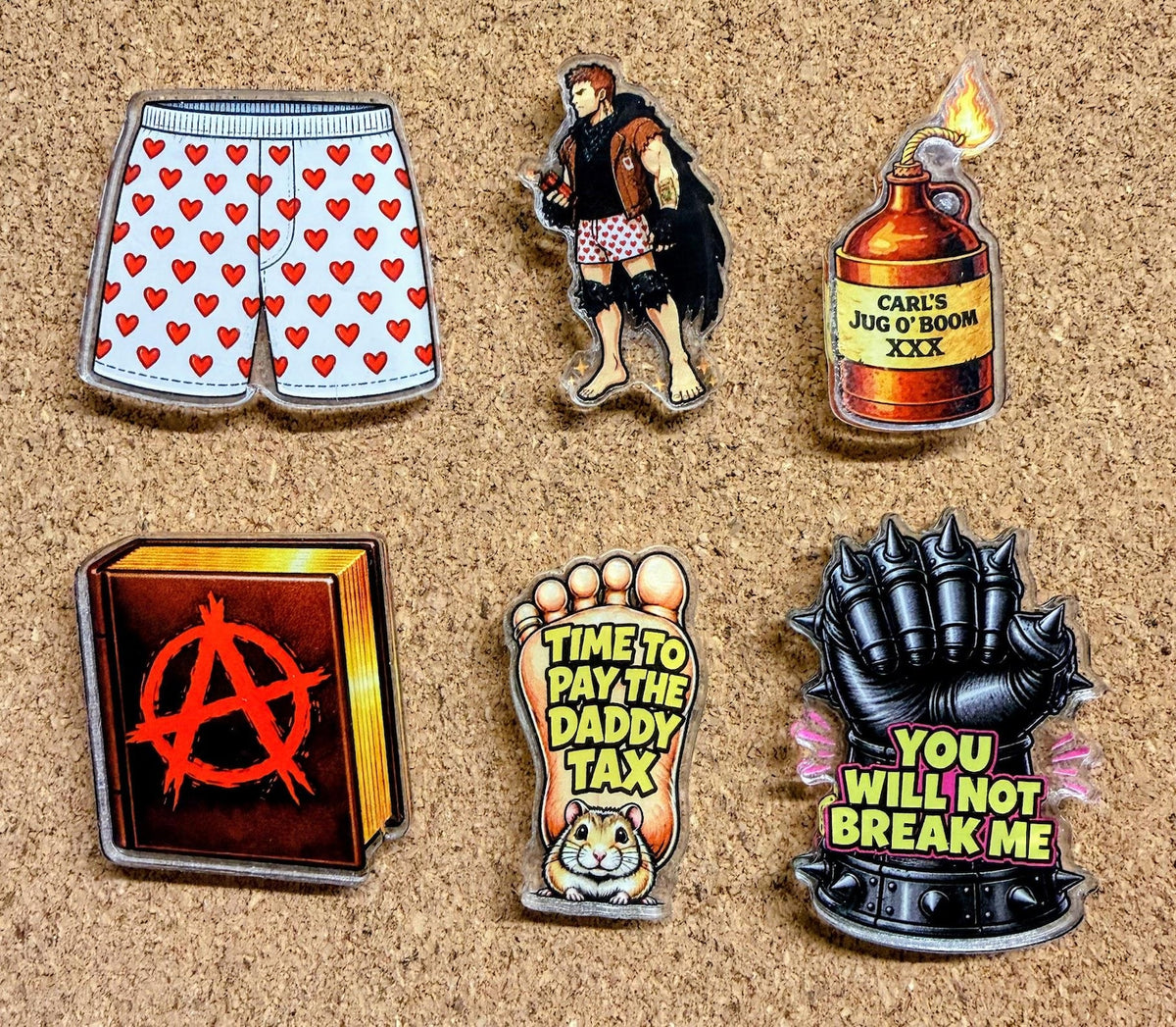 Dungeon Crawler Carl Acrylic Pins | Princess Donut, Mongo, Prepotente Designs (48 Designs)