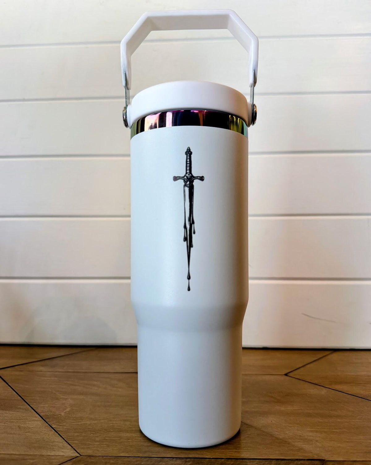 Desperado Club Tumbler | Dungeon Crawler Carl Dagger Design | 20oz or 30oz Rainbow Engraved Cup | Black or White