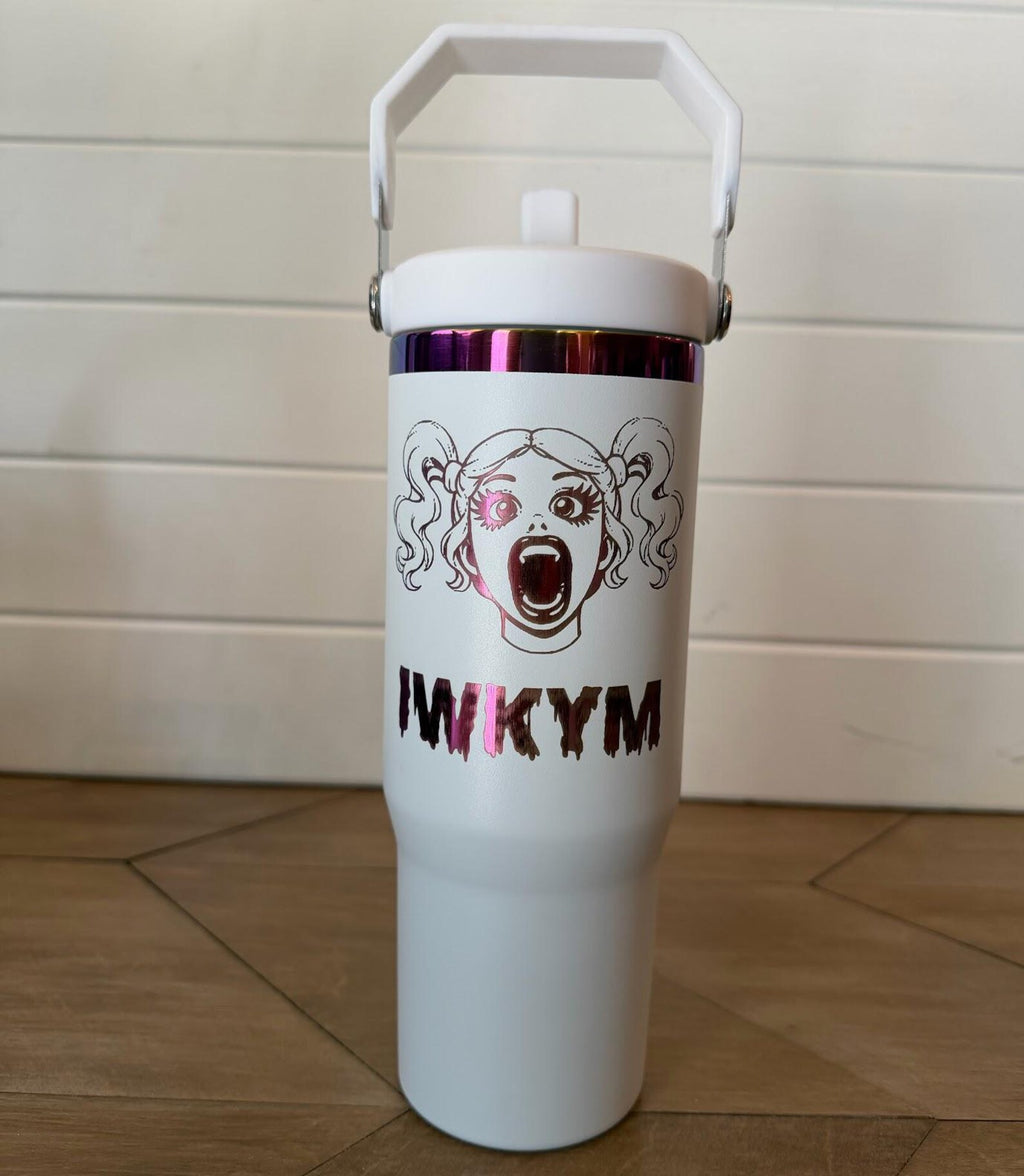 Samantha "IWKYM / Yoo Hoo" Tumbler | Dungeon Crawler Carl | 20oz or 30oz Rainbow Engraved Cup | Black or White