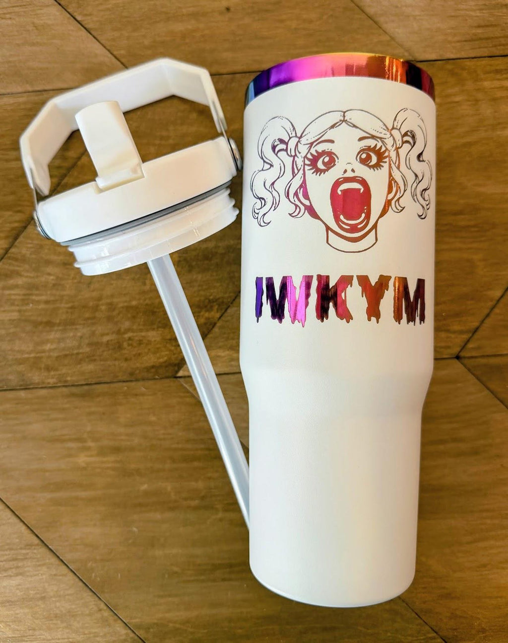 Samantha "IWKYM / Yoo Hoo" Tumbler | Dungeon Crawler Carl | 20oz or 30oz Rainbow Engraved Cup | Black or White