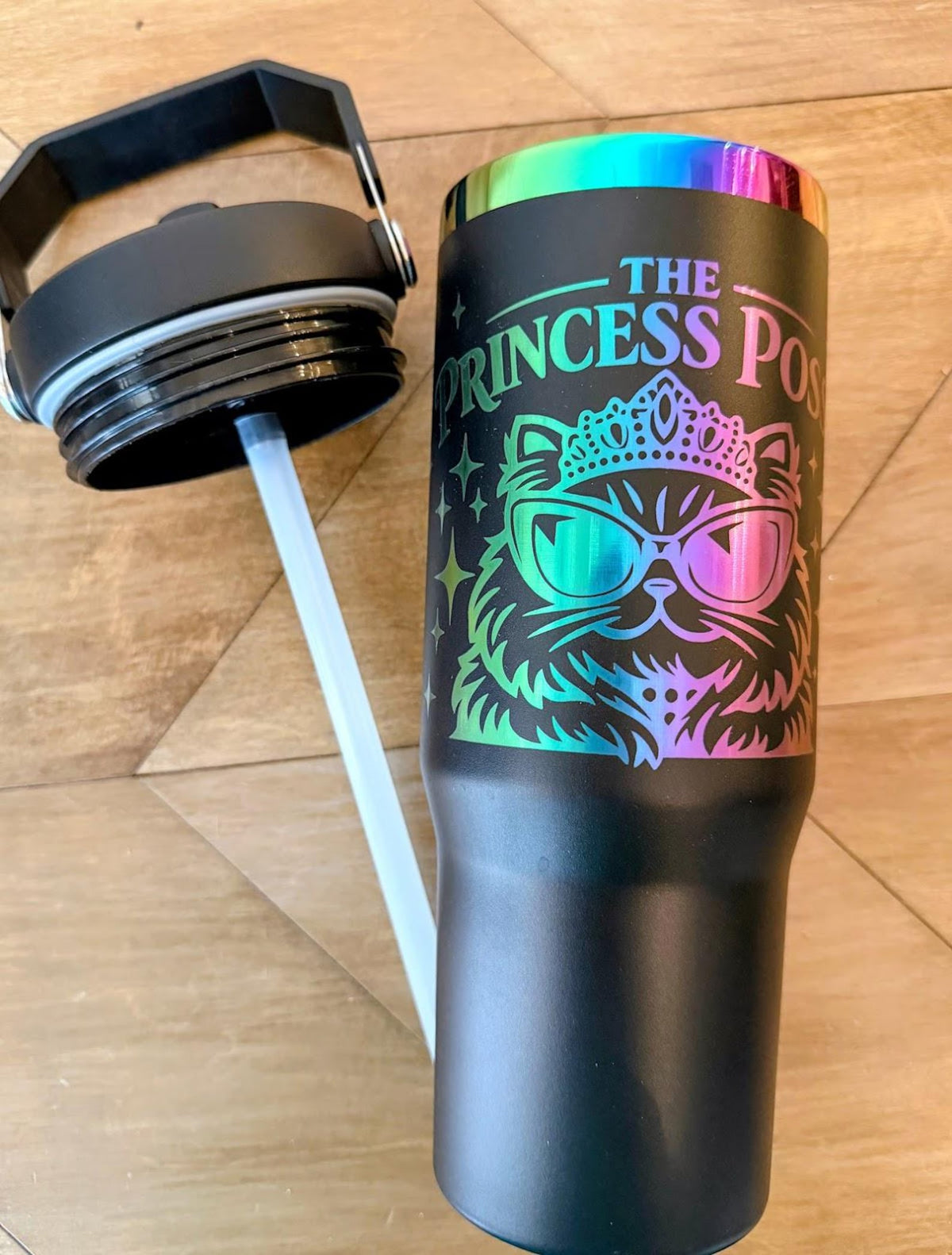 Princess Posse Tumbler | Dungeon Crawler Carl Princess Donut | 20oz or 30oz Rainbow Engraved Cup | Black or White