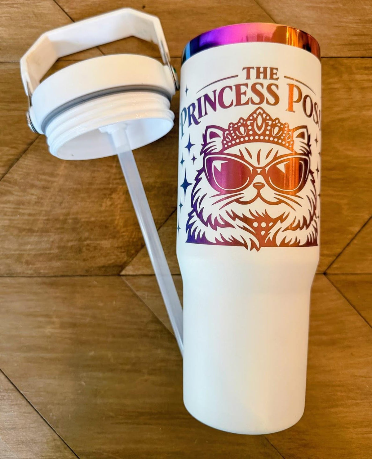 Princess Posse Tumbler | Dungeon Crawler Carl Princess Donut | 20oz or 30oz Rainbow Engraved Cup | Black or White