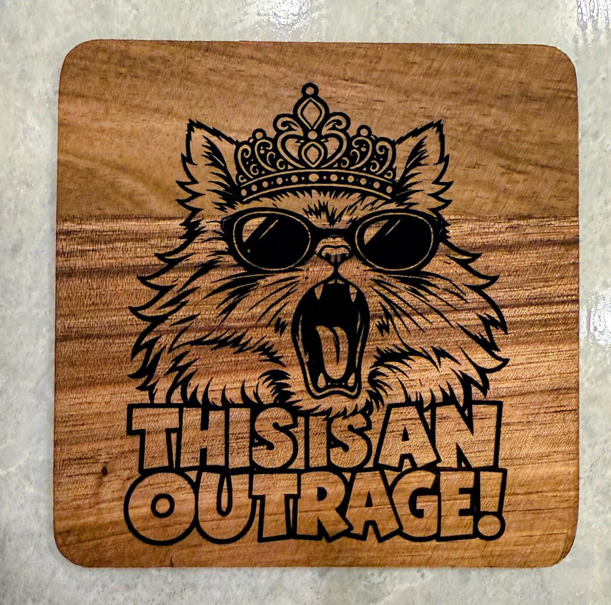 Dungeon Crawler Carl Wooden Coaster Set | 6 Laser Engraved Acacia Coasters | Princess Donut, Mongo & Prepotente | LitRPG Gift