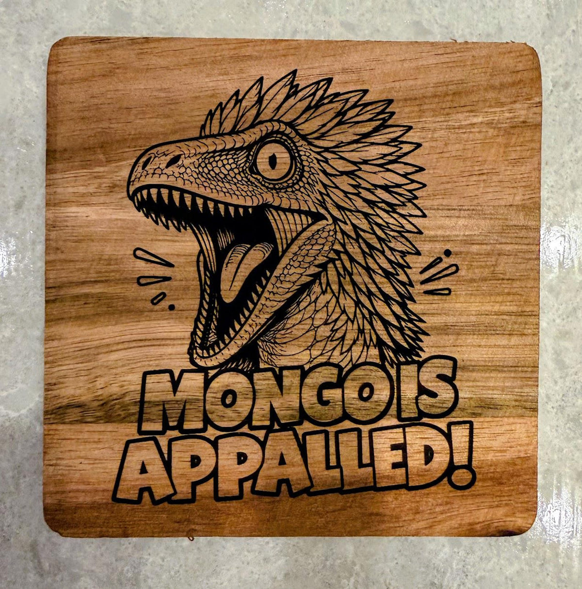 Dungeon Crawler Carl Wooden Coaster Set | 6 Laser Engraved Acacia Coasters | Princess Donut, Mongo & Prepotente | LitRPG Gift