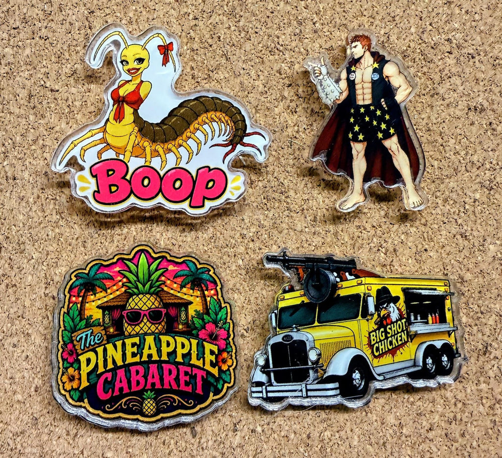 Dungeon Crawler Carl Acrylic Pins | Princess Donut, Mongo, Prepotente Designs (48 Designs)
