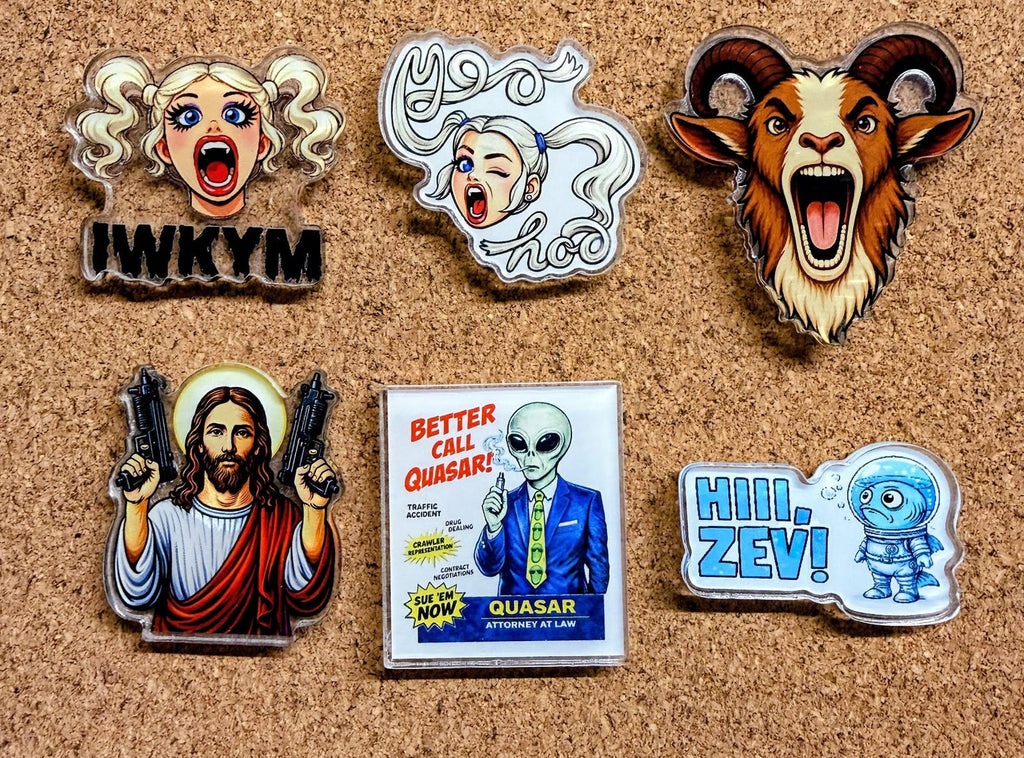 Dungeon Crawler Carl Acrylic Pins | Princess Donut, Mongo, Prepotente Designs (48 Designs)