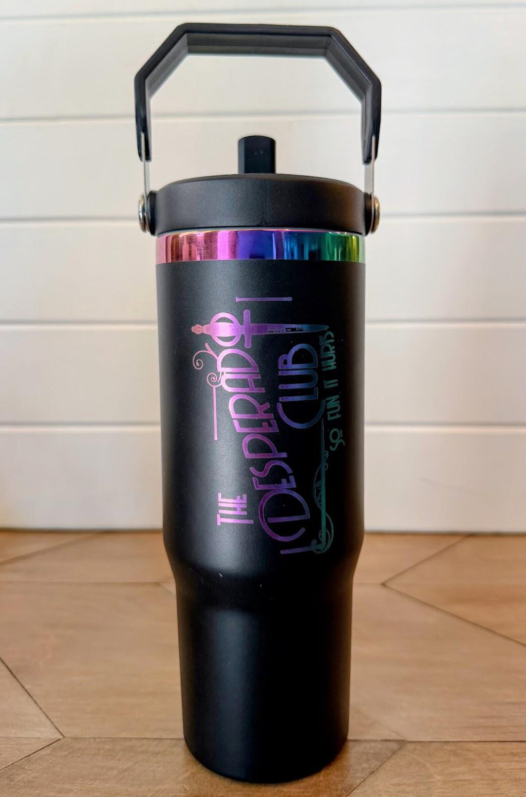 Desperado Club Tumbler | Dungeon Crawler Carl Dagger Design | 20oz or 30oz Rainbow Engraved Cup | Black or White