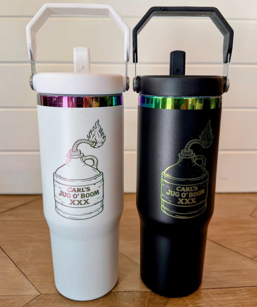 Carl's Jug O' Boom Tumbler | Dungeon Crawler Carl | 20oz or 30oz Rainbow Engraved Cup | Black or White