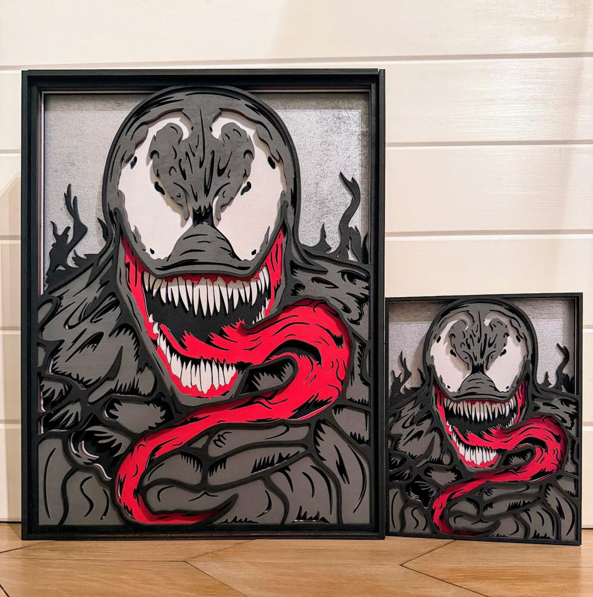 Venom Layered Wood Wall Art | 3D Laser Cut Marvel Decor | Symbiote Supervillain Sign | Handmade Comic Wall Hanging