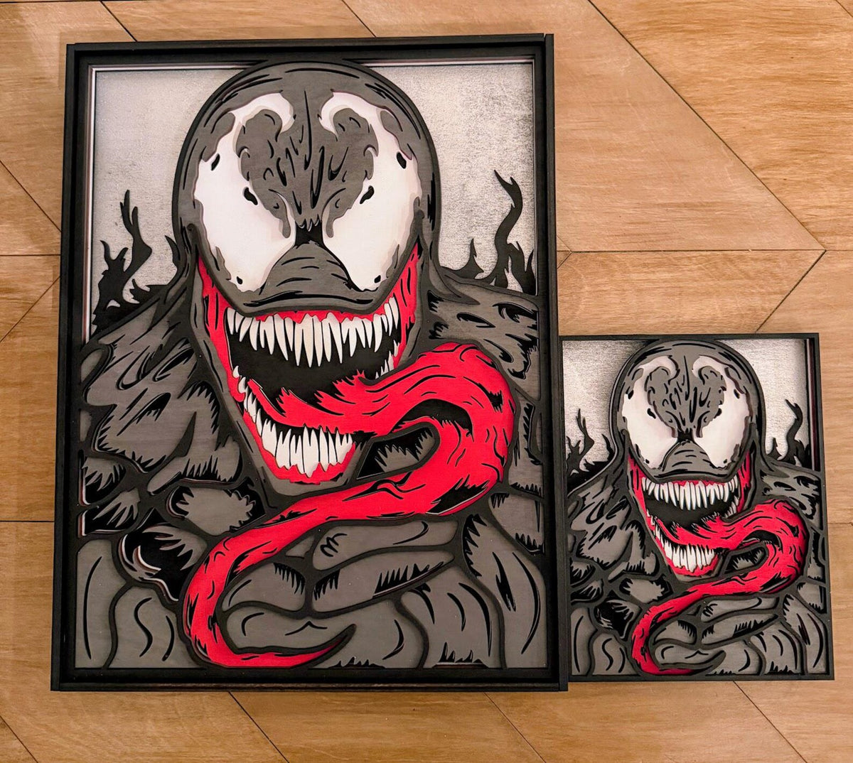 Venom Layered Wood Wall Art | 3D Laser Cut Marvel Decor | Symbiote Supervillain Sign | Handmade Comic Wall Hanging