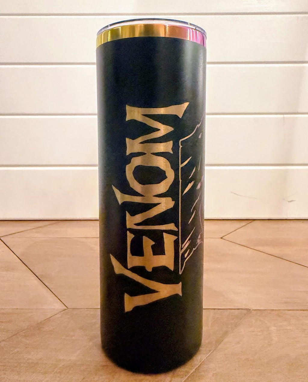 Venom Tumbler | 20oz or 30oz Rainbow Engraved Cup | Black Stainless Steel | Symbiote Inspired Gift