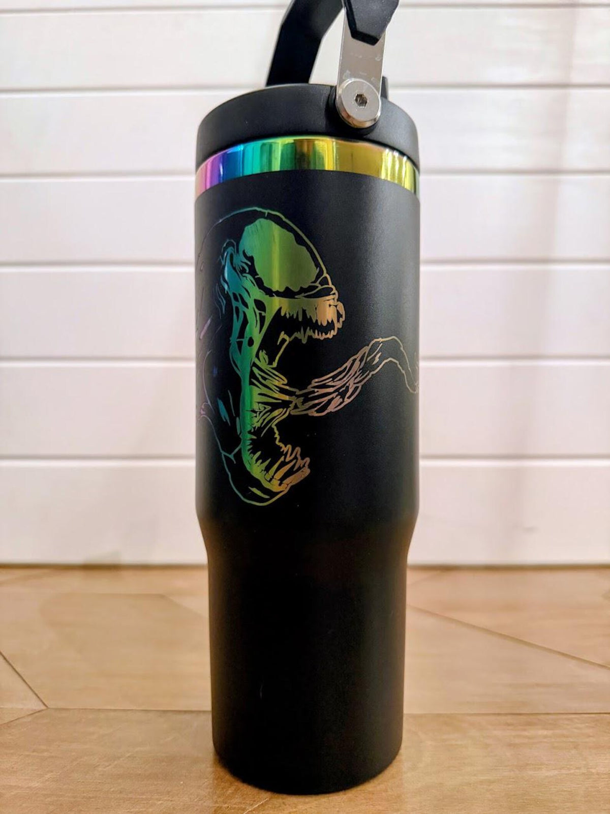 Venom Tumbler | 20oz or 30oz Rainbow Engraved Cup | Black Stainless Steel | Symbiote Inspired Gift