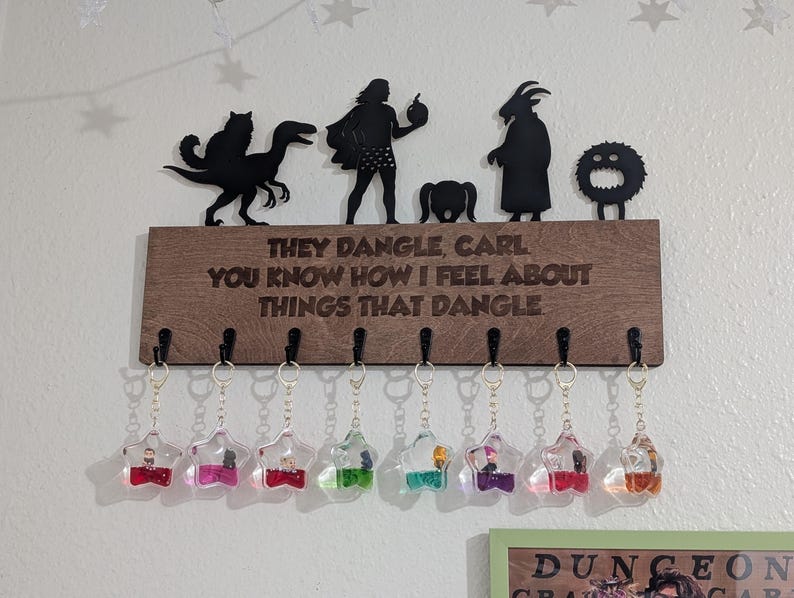 Dungeon Crawler Carl Inspired Tsunameez Keychain Display Holder | 8 Hook Collector Rack | Princess Donut | Mongo | Samantha | Nerd Room Decor