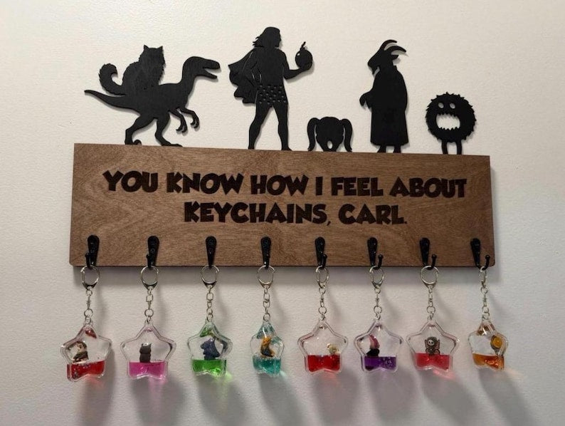 Dungeon Crawler Carl Inspired Tsunameez Keychain Display Holder | 8 Hook Collector Rack | Princess Donut | Mongo | Samantha | Nerd Room Decor