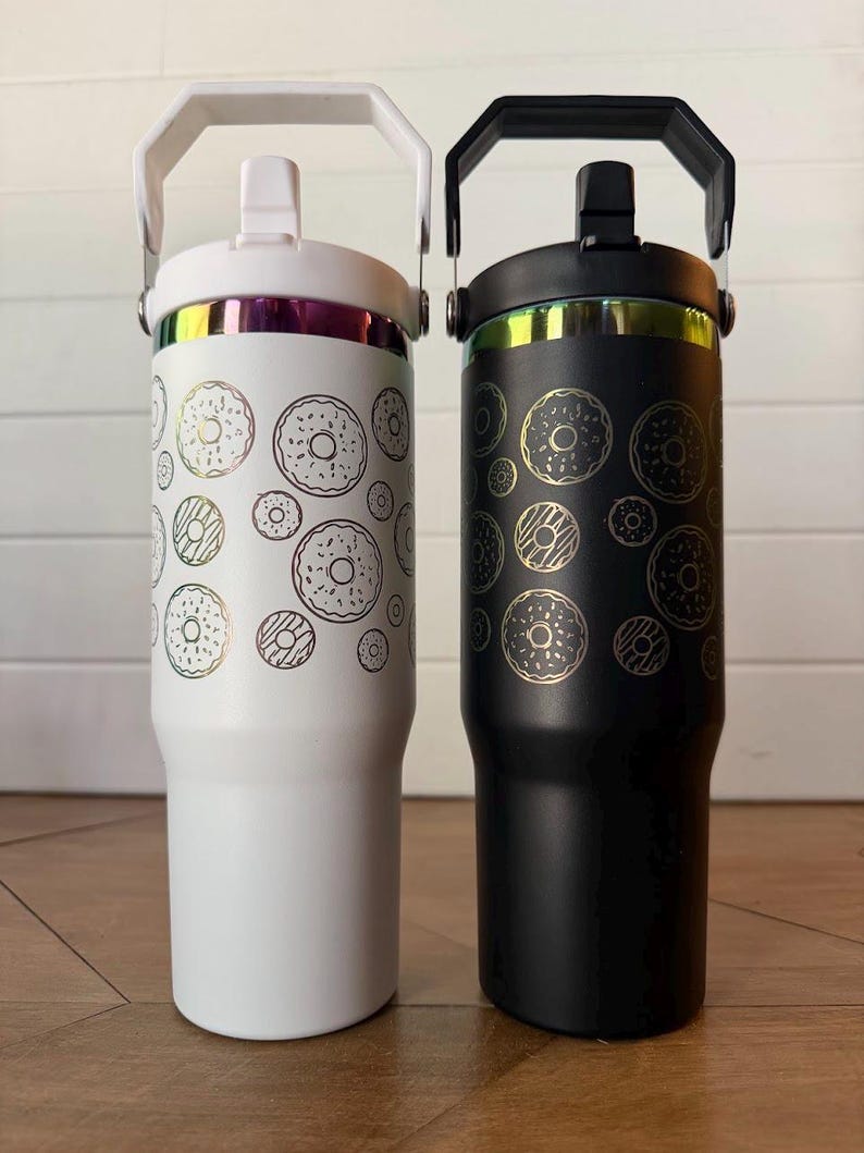 The Donut Holes Tumbler | Dungeon Crawler Carl Inspired | Princess Donut Fan Club | 20oz or 30oz Rainbow Engraved Cup | Black or White