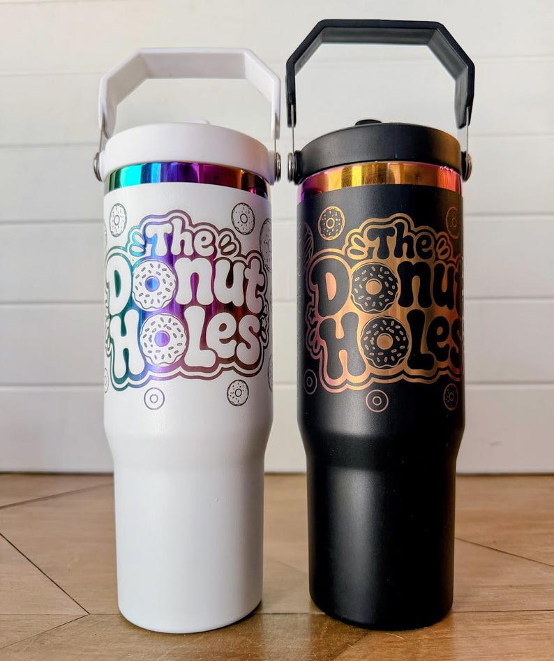 The Donut Holes Tumbler | Dungeon Crawler Carl Inspired | Princess Donut Fan Club | 20oz or 30oz Rainbow Engraved Cup | Black or White