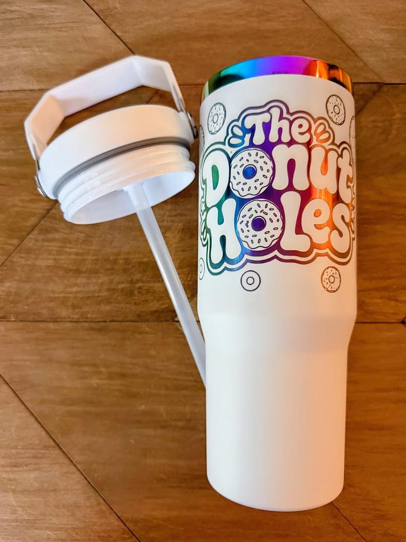 The Donut Holes Tumbler | Dungeon Crawler Carl Inspired | Princess Donut Fan Club | 20oz or 30oz Rainbow Engraved Cup | Black or White