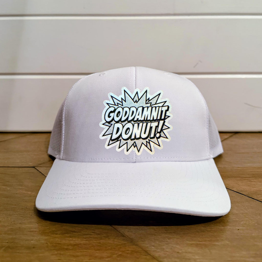 Goddamnit Donut Hat | Dungeon Crawler Carl Inspired Patch Hat | Richardson 112 Trucker Cap | Princess Donut Fan Gift | Nerdy Bookish Apparel