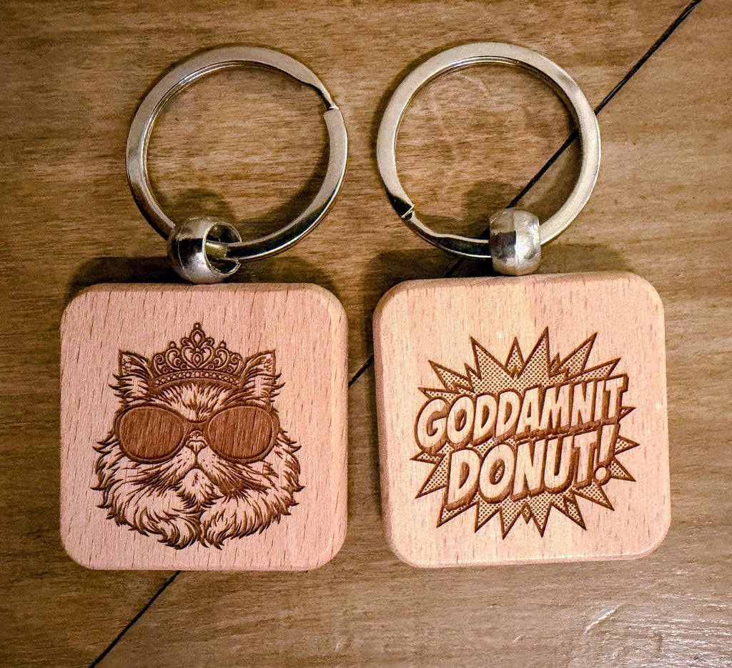 Dungeon Crawler Carl Wooden Keychains | Double-Sided Laser Engraved DCC Keychain | Princess Donut, Mongo, Samantha | LitRPG Gift