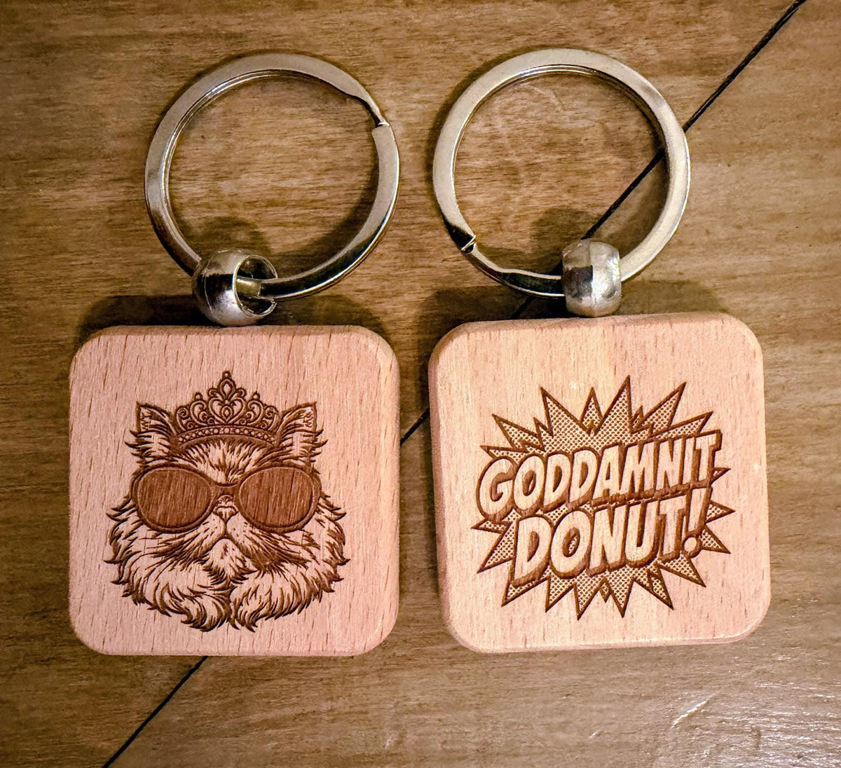 Dungeon Crawler Carl Wooden Keychains | Double-Sided Laser Engraved DCC Keychain | Princess Donut, Mongo, Samantha | LitRPG Gift