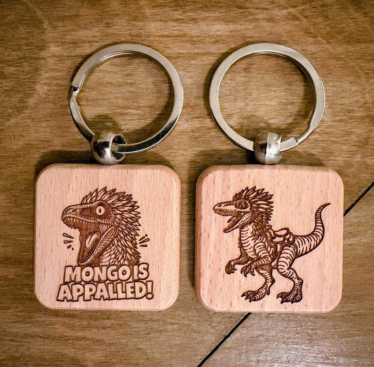 Dungeon Crawler Carl Wooden Keychains | Double-Sided Laser Engraved DCC Keychain | Princess Donut, Mongo, Samantha | LitRPG Gift
