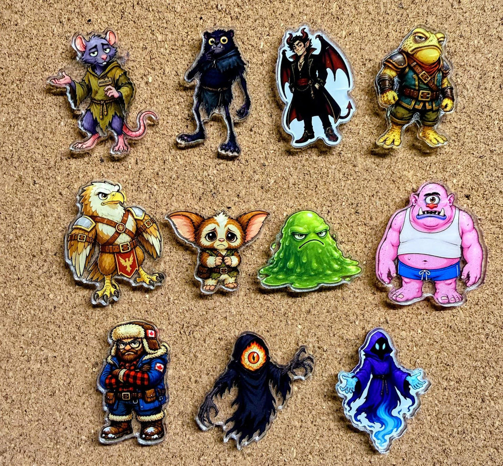 Mordecai Through the Floors Acrylic Pins | Dungeon Crawler Carl Mordecai Collection | 11 DCC Character Designs | LitRPG Pin