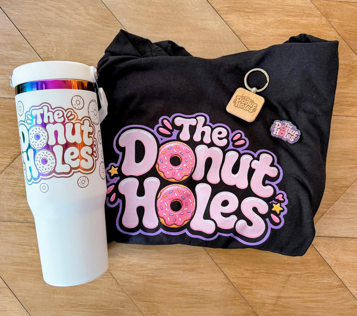 Donut Holes Loot Box | Dungeon Crawler Carl Gift Set | Princess Donut DCC T-Shirt, 30oz Tumbler, Pin & Keychain | LitRPG Gift