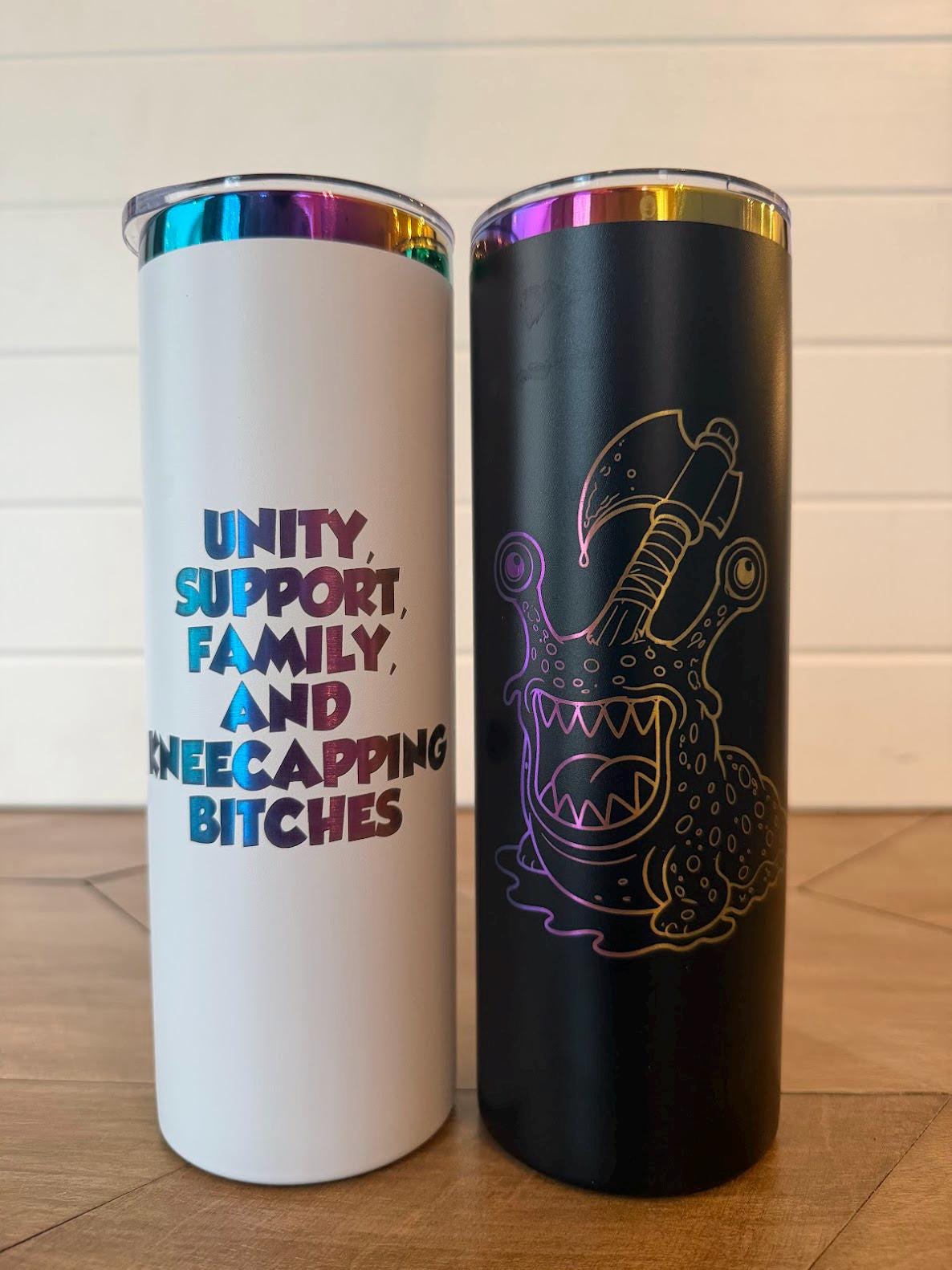 Dungeon Crawler Carl Sluggalo Tumbler | 20oz or 30oz Rainbow Engraved Cup | Black or White Stainless Steel