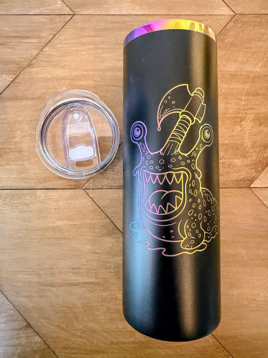 Dungeon Crawler Carl Sluggalo Tumbler | 20oz or 30oz Rainbow Engraved Cup | Black or White Stainless Steel
